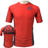 adidas アディダス 半袖ラッシュガード [Big Logo Model] 赤/ダークグレー Red/DarkGrey [ad-rg-grappling-biglogo-ss-rddgy]