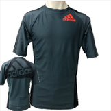 adidas アディダス 半袖ラッシュガード [Big Logo Light Model] ダークグレー黒 DarkGrey/Black [ad-rg-grappling-biglogo-ss-darkgybk]