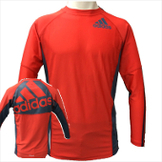 adidas アディダス 長袖ラッシュガード [Big Logo Model] 赤/ダークグレー Red/DarkGrey [ad-rg-grappling-biglogo-ls-rddgy]