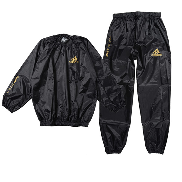 【NEW!!】adidas アディダス サウナスーツ [トップス+パンツセットアップ] Sauna Suits 黒 Black[ad-saunasuits-bk]