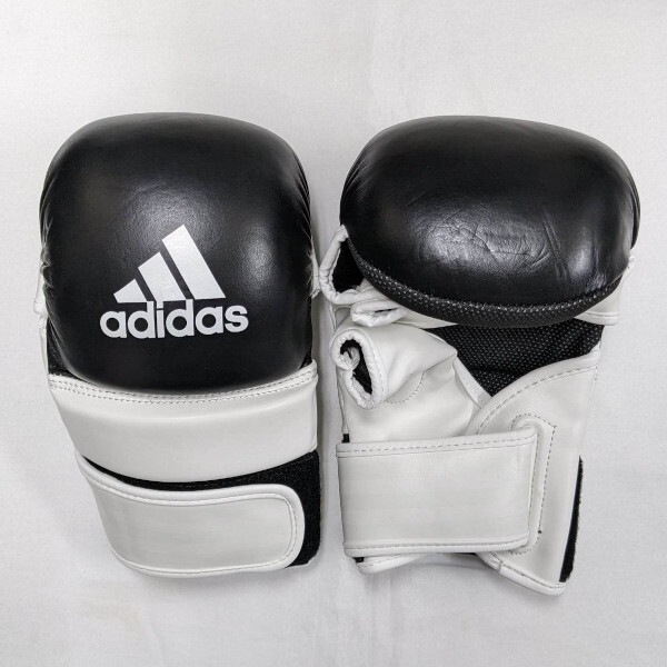 【NEW】adidas アディダス MMA パウンド グローブ 本革 Grappling Gloves Leather 黒白[ad-gv-of-pound-grappling-leather-csg061-23-bkwh]