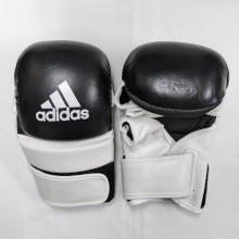【NEW】adidas アディダス MMA パウンド グローブ 本革 Grappling Gloves Leather 黒白