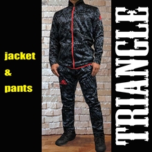 【SALE】adidas アディダス ジャケット+パンツセットアップ Jacket+Pants Suit [Triangle Model]グレー黒 Grey/Black